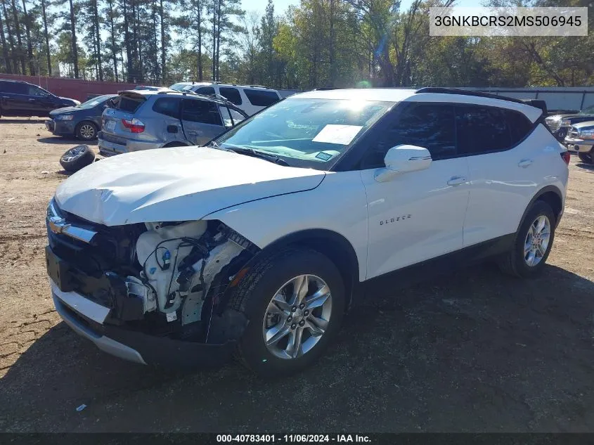 2021 Chevrolet Blazer Fwd 2Lt VIN: 3GNKBCRS2MS506945 Lot: 40783401