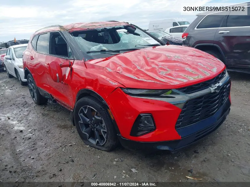 2021 Chevrolet Blazer Fwd Rs VIN: 3GNKBERS9MS515072 Lot: 40806942