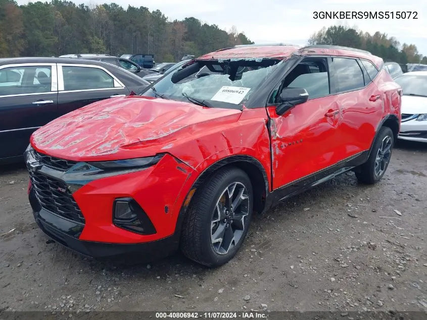 2021 Chevrolet Blazer Fwd Rs VIN: 3GNKBERS9MS515072 Lot: 40806942