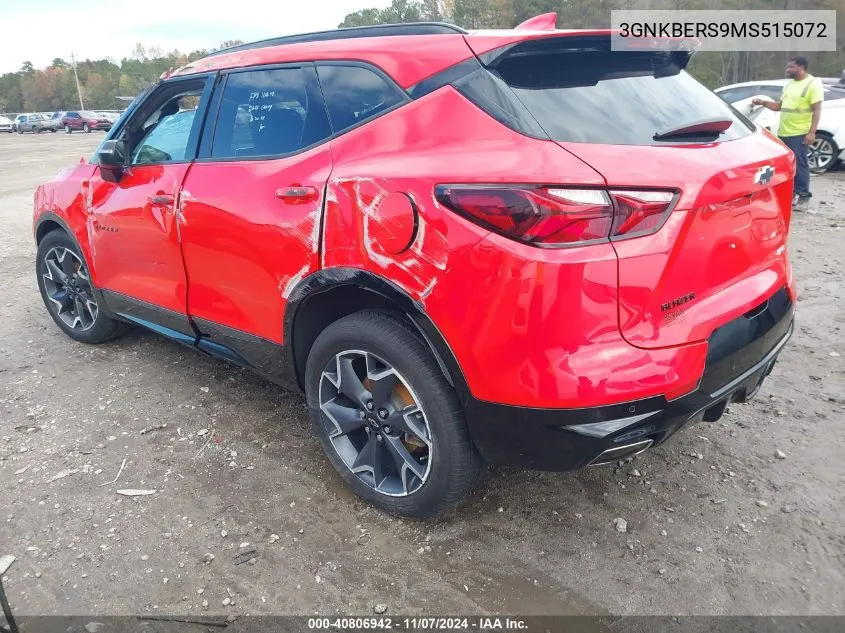 2021 Chevrolet Blazer Fwd Rs VIN: 3GNKBERS9MS515072 Lot: 40806942