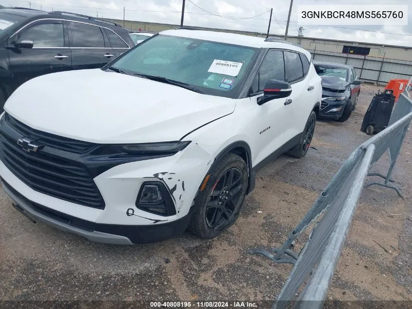 2021 Chevrolet Blazer Fwd 2Lt VIN: 3GNKBCR48MS565760 Lot: 40808195