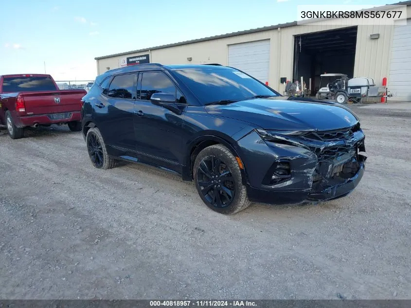 2021 Chevrolet Blazer Awd Rs VIN: 3GNKBKRS8MS567677 Lot: 40818957