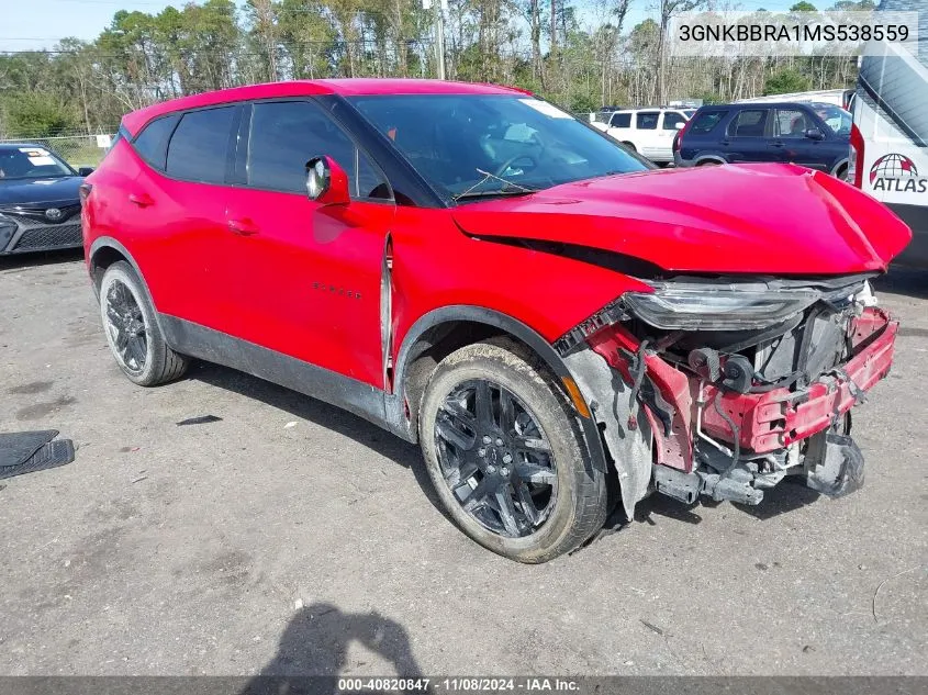 2021 Chevrolet Blazer Fwd 1Lt VIN: 3GNKBBRA1MS538559 Lot: 40820847