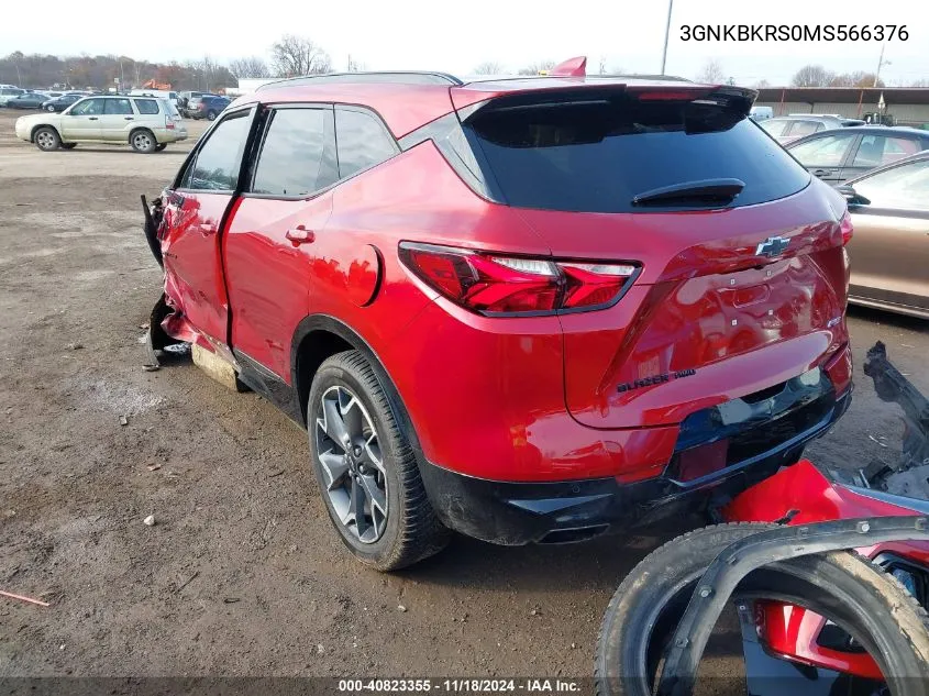 2021 Chevrolet Blazer Awd Rs VIN: 3GNKBKRS0MS566376 Lot: 40823355