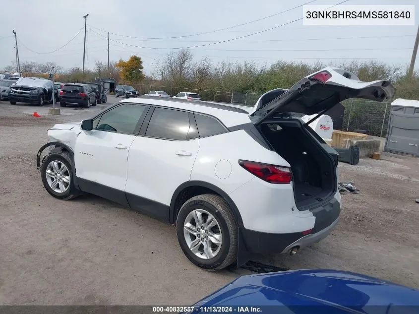 2021 Chevrolet Blazer Awd 2Lt VIN: 3GNKBHRS4MS581840 Lot: 40832557