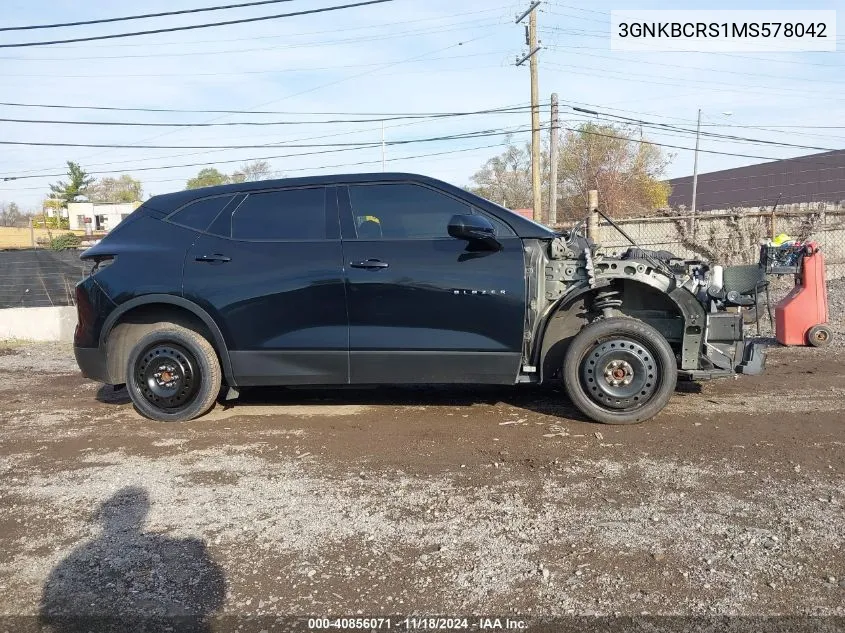 2021 Chevrolet Blazer 2Lt VIN: 3GNKBCRS1MS578042 Lot: 40856071