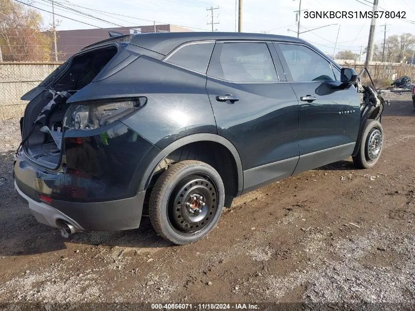 2021 Chevrolet Blazer 2Lt VIN: 3GNKBCRS1MS578042 Lot: 40856071