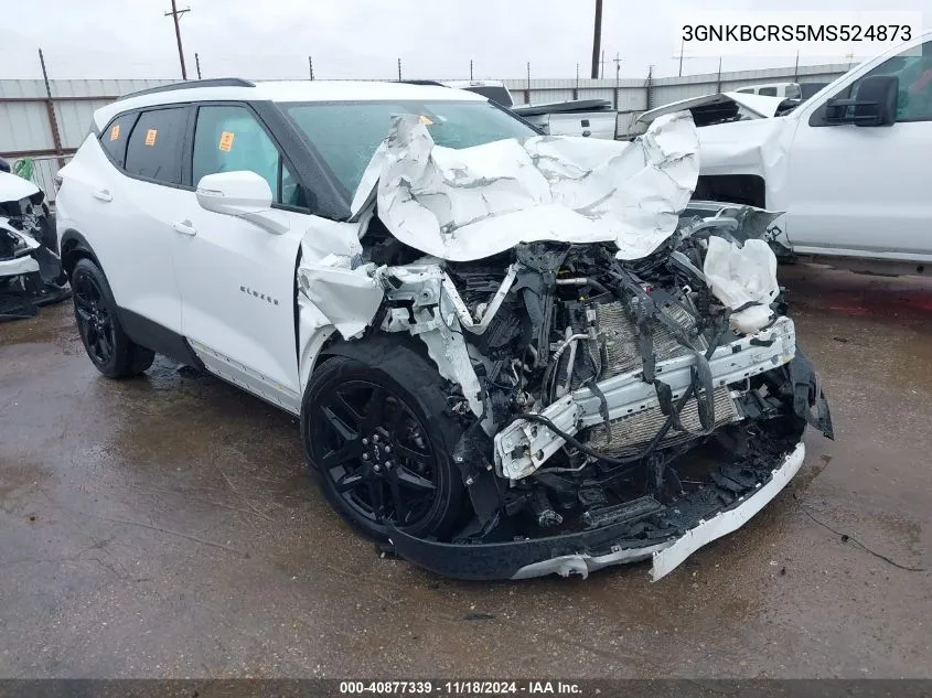 2021 Chevrolet Blazer 2Lt VIN: 3GNKBCRS5MS524873 Lot: 40877339