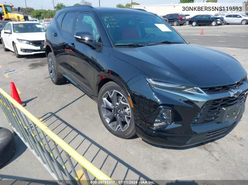 2022 Chevrolet Blazer Fwd Rs VIN: 3GNKBERS5NS119593 Lot: 39793317