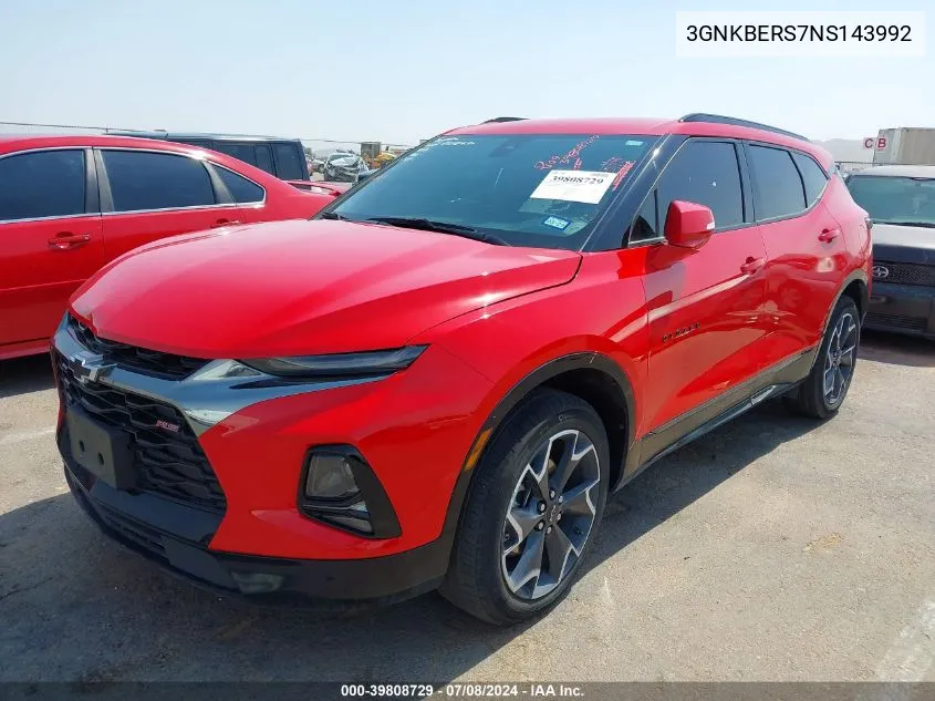 2022 Chevrolet Blazer Fwd Rs VIN: 3GNKBERS7NS143992 Lot: 39808729