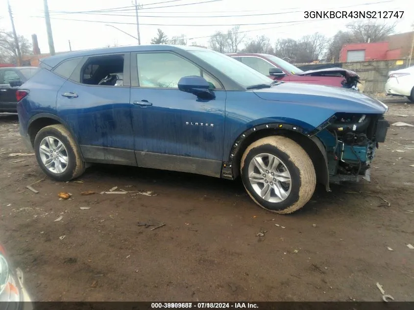 3GNKBCR43NS212747 2022 Chevrolet Blazer Fwd 2Lt