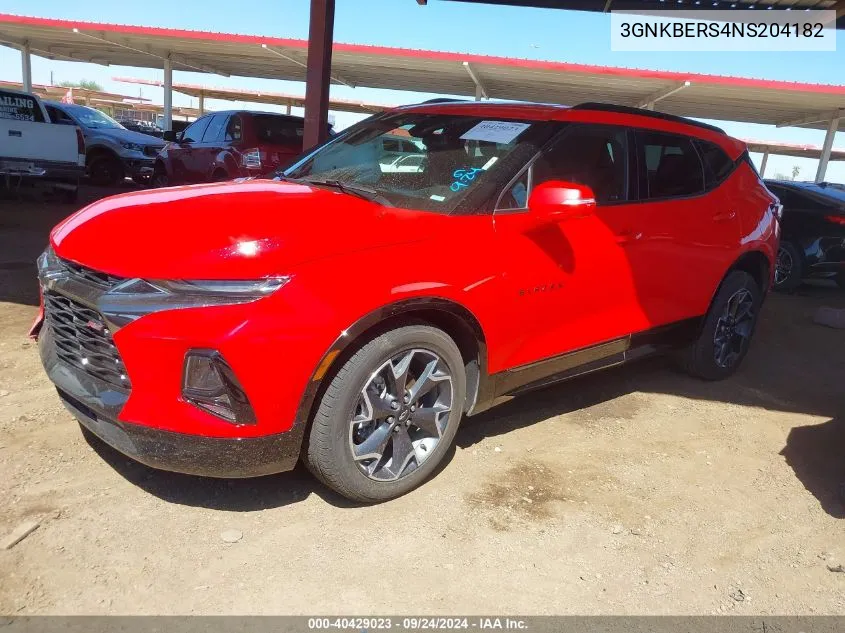 2022 Chevrolet Blazer Rs VIN: 3GNKBERS4NS204182 Lot: 40429023