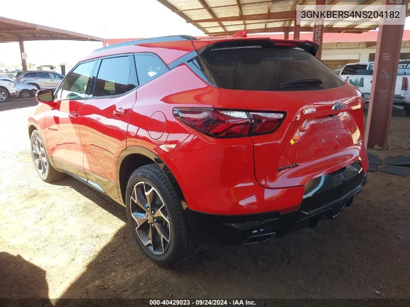 2022 Chevrolet Blazer Rs VIN: 3GNKBERS4NS204182 Lot: 40429023