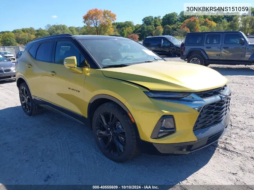 2022 Chevrolet Blazer Awd Rs VIN: 3GNKBKRS4NS151059 Lot: 40555609