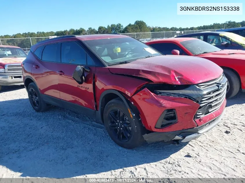 2022 Chevrolet Blazer 3Lt VIN: 3GNKBDRS2NS153338 Lot: 40582473