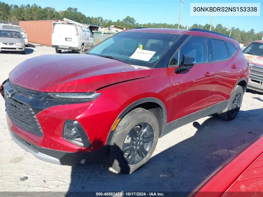 2022 Chevrolet Blazer 3Lt VIN: 3GNKBDRS2NS153338 Lot: 40582473