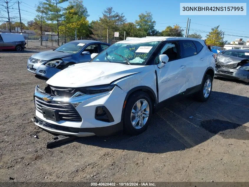 2022 Chevrolet Blazer Awd 2Lt VIN: 3GNKBHR42NS157995 Lot: 40620402