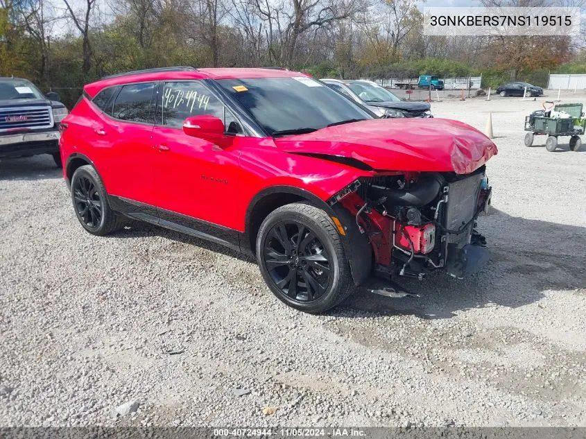 2022 Chevrolet Blazer Fwd Rs VIN: 3GNKBERS7NS119515 Lot: 40724944