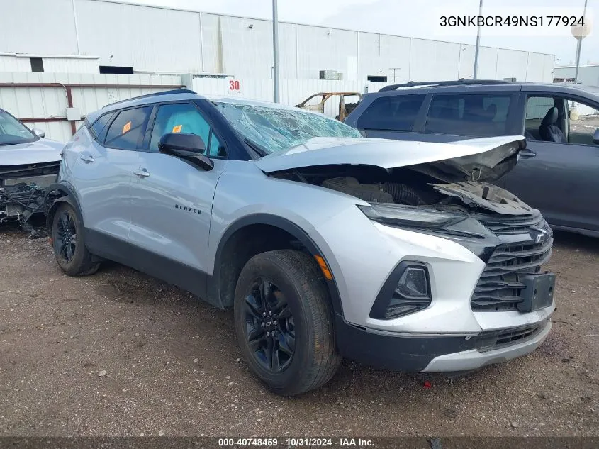 2022 Chevrolet Blazer Fwd 2Lt VIN: 3GNKBCR49NS177924 Lot: 40748459