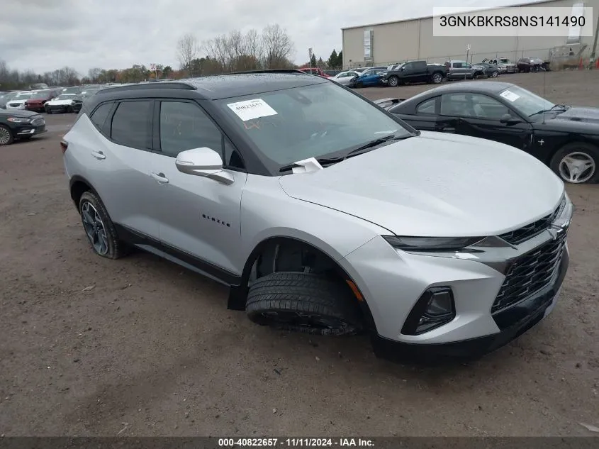 2022 Chevrolet Blazer Awd Rs VIN: 3GNKBKRS8NS141490 Lot: 40822657