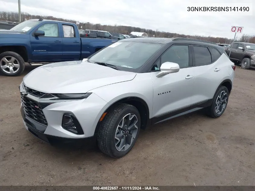 2022 Chevrolet Blazer Awd Rs VIN: 3GNKBKRS8NS141490 Lot: 40822657