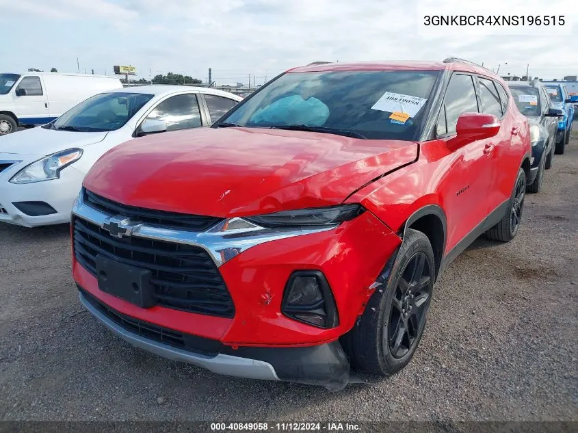 2022 Chevrolet Blazer Fwd 2Lt VIN: 3GNKBCR4XNS196515 Lot: 40849058