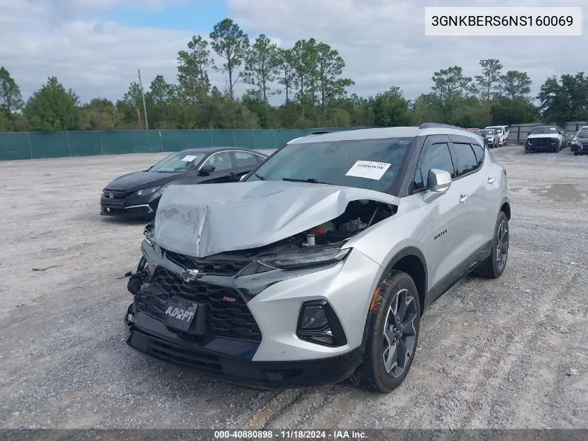 2022 Chevrolet Blazer Fwd Rs VIN: 3GNKBERS6NS160069 Lot: 40880898