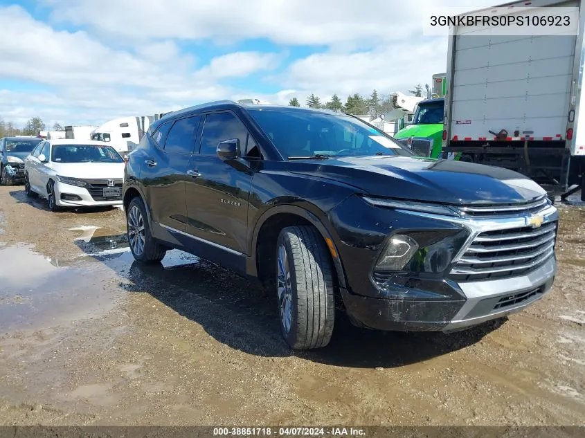 2023 Chevrolet Blazer Fwd Premier VIN: 3GNKBFRS0PS106923 Lot: 38851718