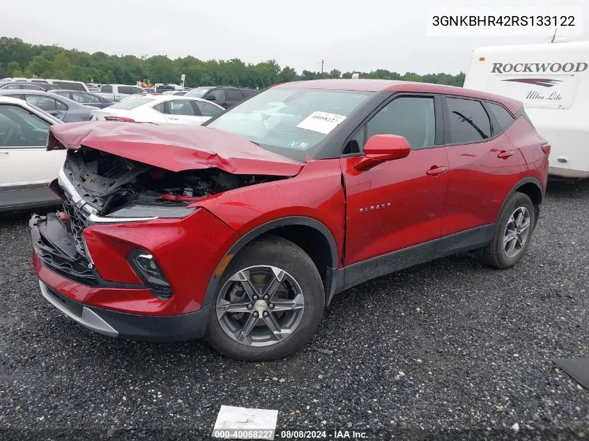 2024 Chevrolet Blazer Awd 2Lt VIN: 3GNKBHR42RS133122 Lot: 40058227