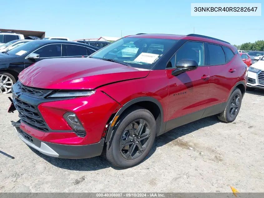 2024 Chevrolet Blazer 2Lt VIN: 3GNKBCR40RS282647 Lot: 40308007