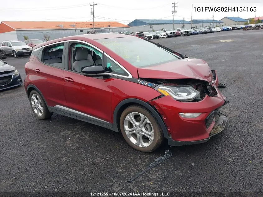 2017 Chevrolet Bolt Ev VIN: 1G1FW6S02H4154165 Lot: 12121255