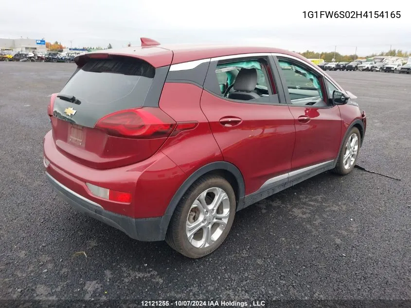 2017 Chevrolet Bolt Ev VIN: 1G1FW6S02H4154165 Lot: 12121255