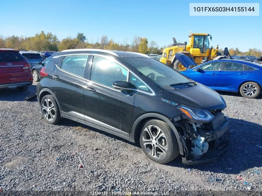 2017 Chevrolet Bolt Ev Premier VIN: 1G1FX6S03H4155144 Lot: 12130123