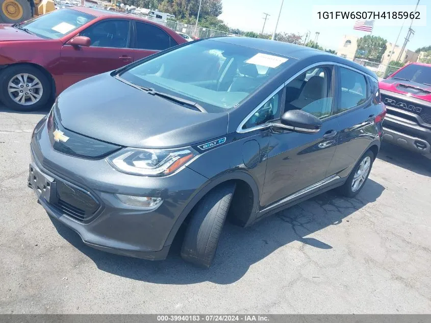 2017 Chevrolet Bolt Ev Lt VIN: 1G1FW6S07H4185962 Lot: 39940183