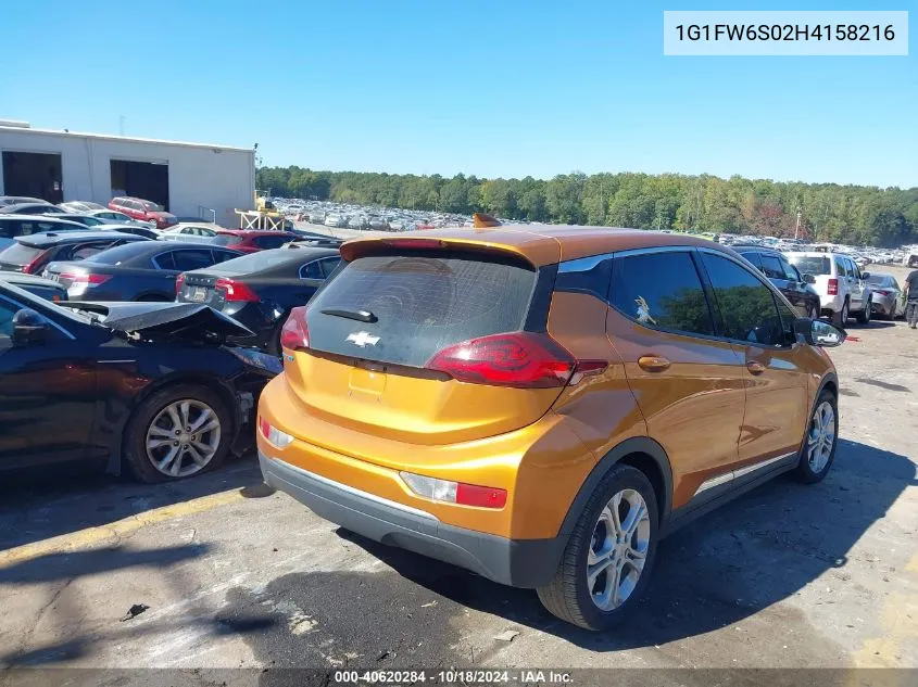 2017 Chevrolet Bolt Ev Lt VIN: 1G1FW6S02H4158216 Lot: 40620284