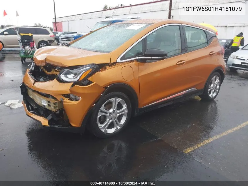 2017 Chevrolet Bolt Ev Lt VIN: 1G1FW6S01H4181079 Lot: 40714909