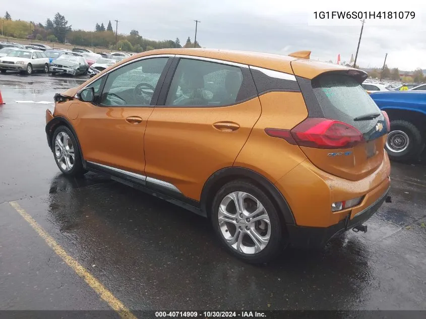 2017 Chevrolet Bolt Ev Lt VIN: 1G1FW6S01H4181079 Lot: 40714909