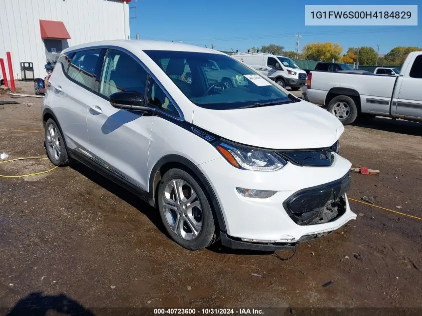 2017 Chevrolet Bolt Ev Lt VIN: 1G1FW6S00H4184829 Lot: 40723600