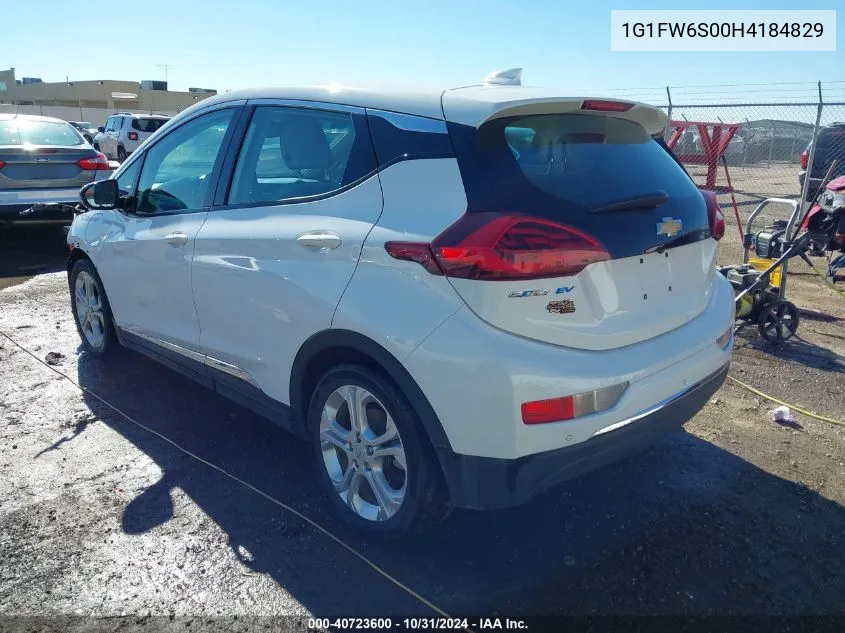 2017 Chevrolet Bolt Ev Lt VIN: 1G1FW6S00H4184829 Lot: 40723600