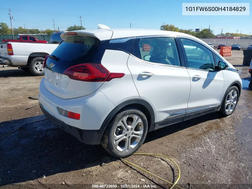 2017 Chevrolet Bolt Ev Lt VIN: 1G1FW6S00H4184829 Lot: 40723600