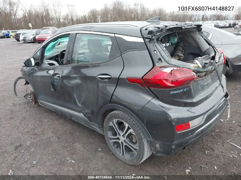 2017 Chevrolet Bolt Ev Premier VIN: 1G1FX6S07H4148827 Lot: 40724034