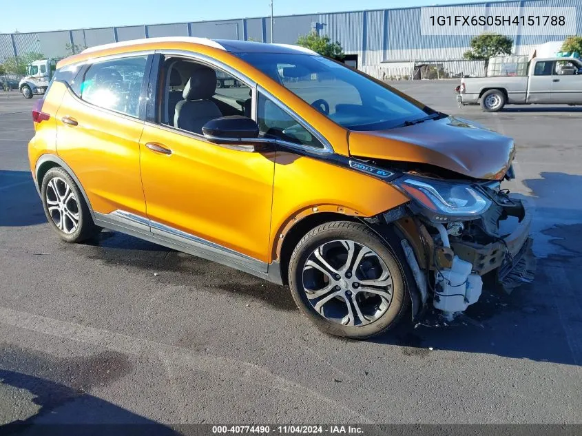 2017 Chevrolet Bolt Ev Premier VIN: 1G1FX6S05H4151788 Lot: 40774490