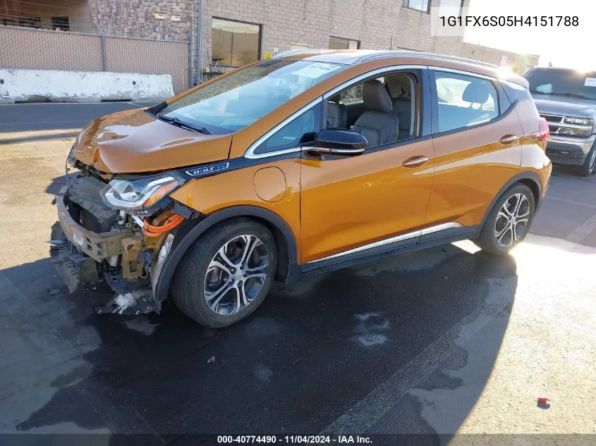 2017 Chevrolet Bolt Ev Premier VIN: 1G1FX6S05H4151788 Lot: 40774490