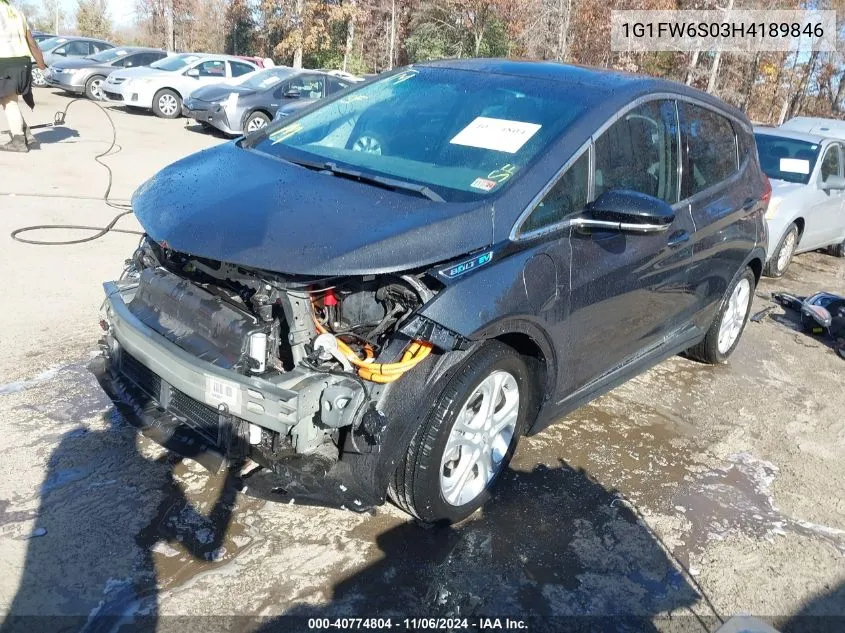 2017 Chevrolet Bolt Ev Lt VIN: 1G1FW6S03H4189846 Lot: 40774804