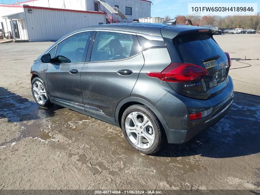 2017 Chevrolet Bolt Ev Lt VIN: 1G1FW6S03H4189846 Lot: 40774804