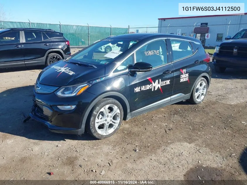 2018 Chevrolet Bolt Ev Lt VIN: 1G1FW6S03J4112500 Lot: 40866915