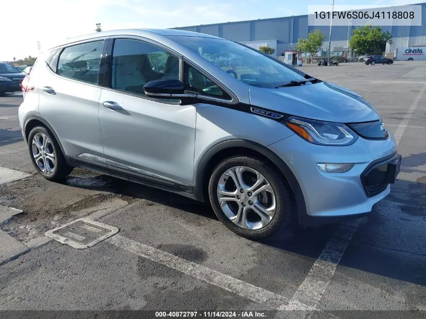 2018 Chevrolet Bolt Ev Lt VIN: 1G1FW6S06J4118808 Lot: 40872797