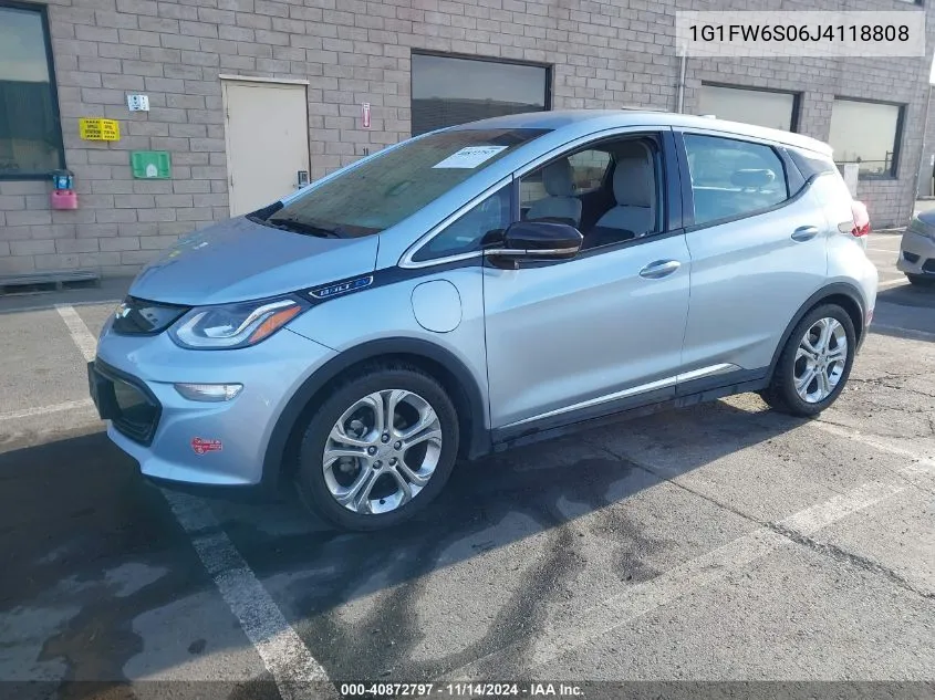 2018 Chevrolet Bolt Ev Lt VIN: 1G1FW6S06J4118808 Lot: 40872797