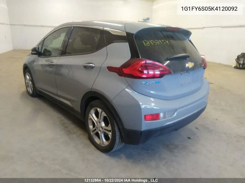 2019 Chevrolet Bolt Ev VIN: 1G1FY6S05K4120092 Lot: 12132954