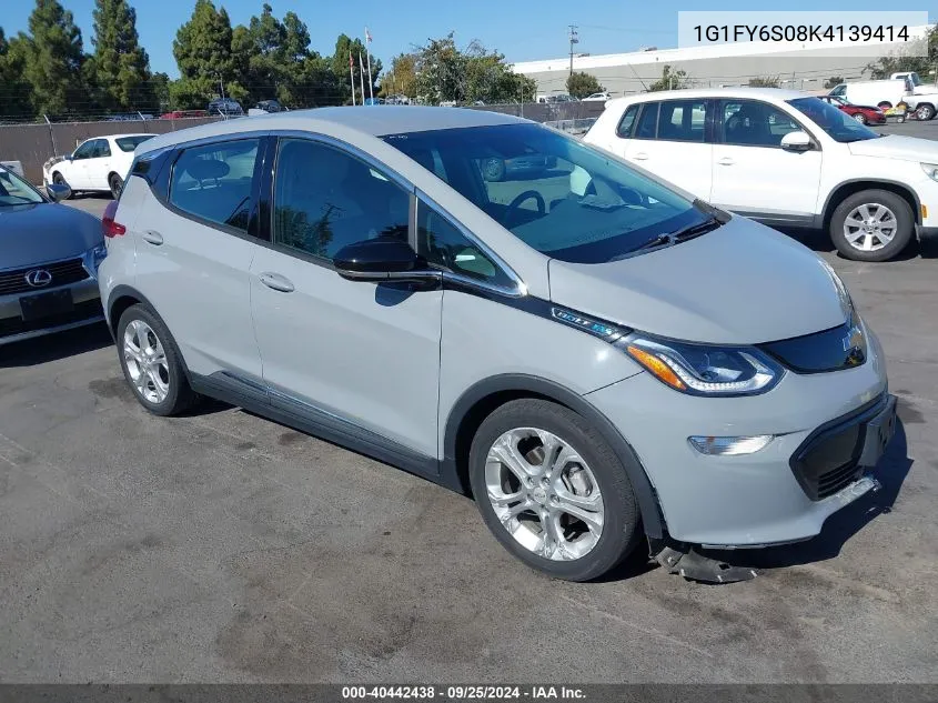 2019 Chevrolet Bolt Ev Lt VIN: 1G1FY6S08K4139414 Lot: 40442438